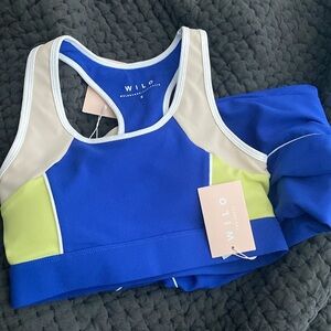 NWT WILO brand blue leggings set S